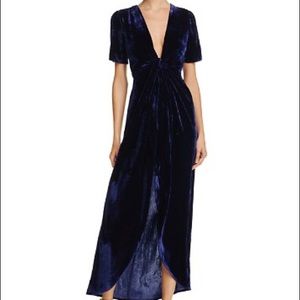 JOA velvet faux navy dress